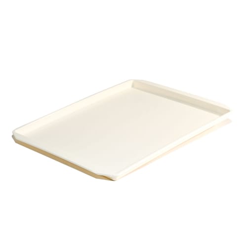 Essential Rectangular Tray with Square Corners and Handles, Vanilla